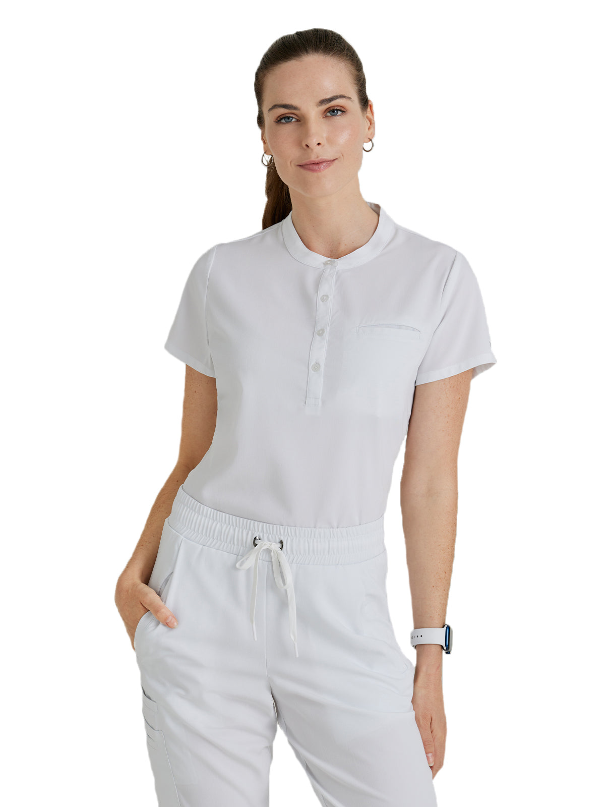 Women's Henley Style Scrub Top