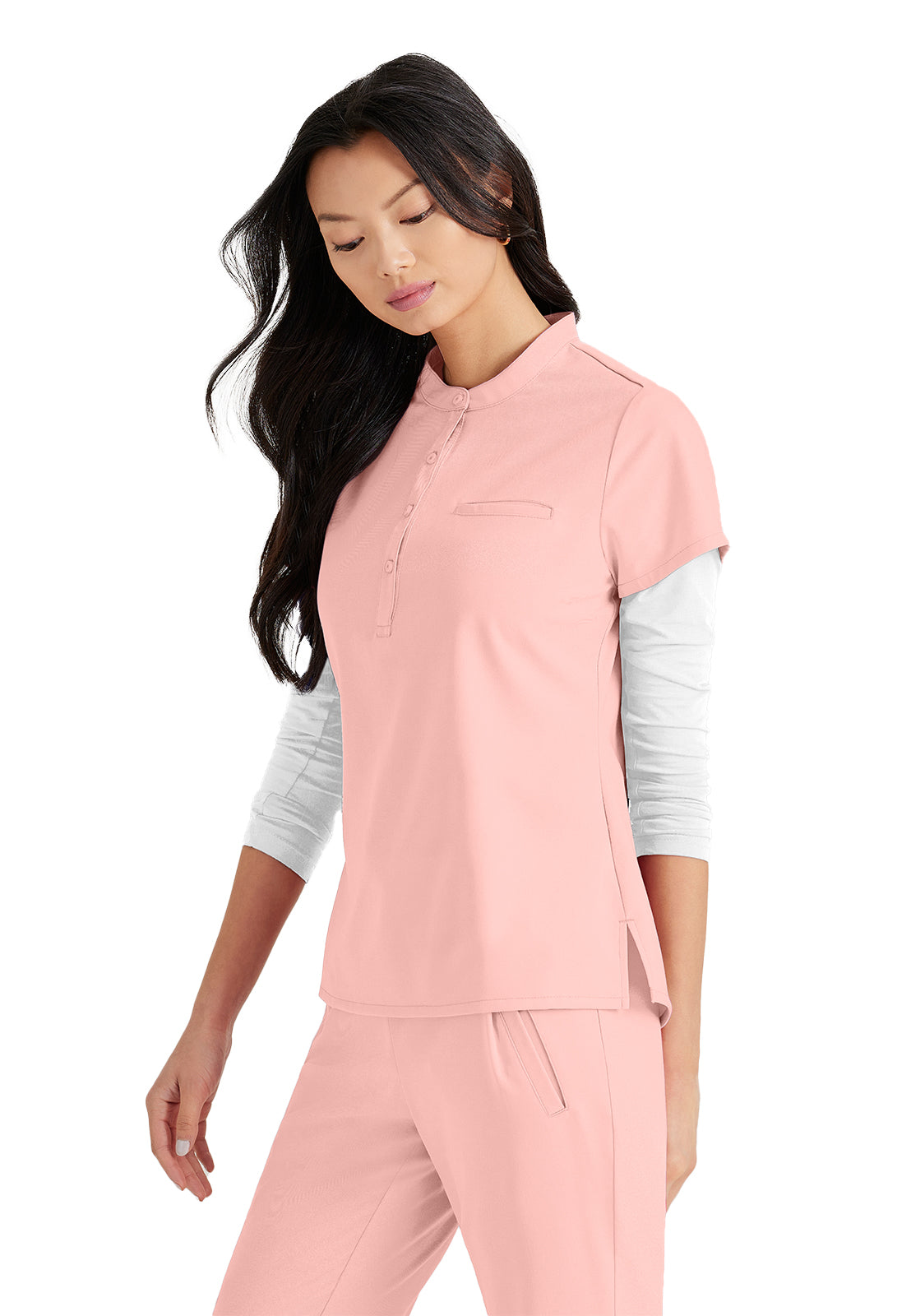 Women's Henley Style Scrub Top