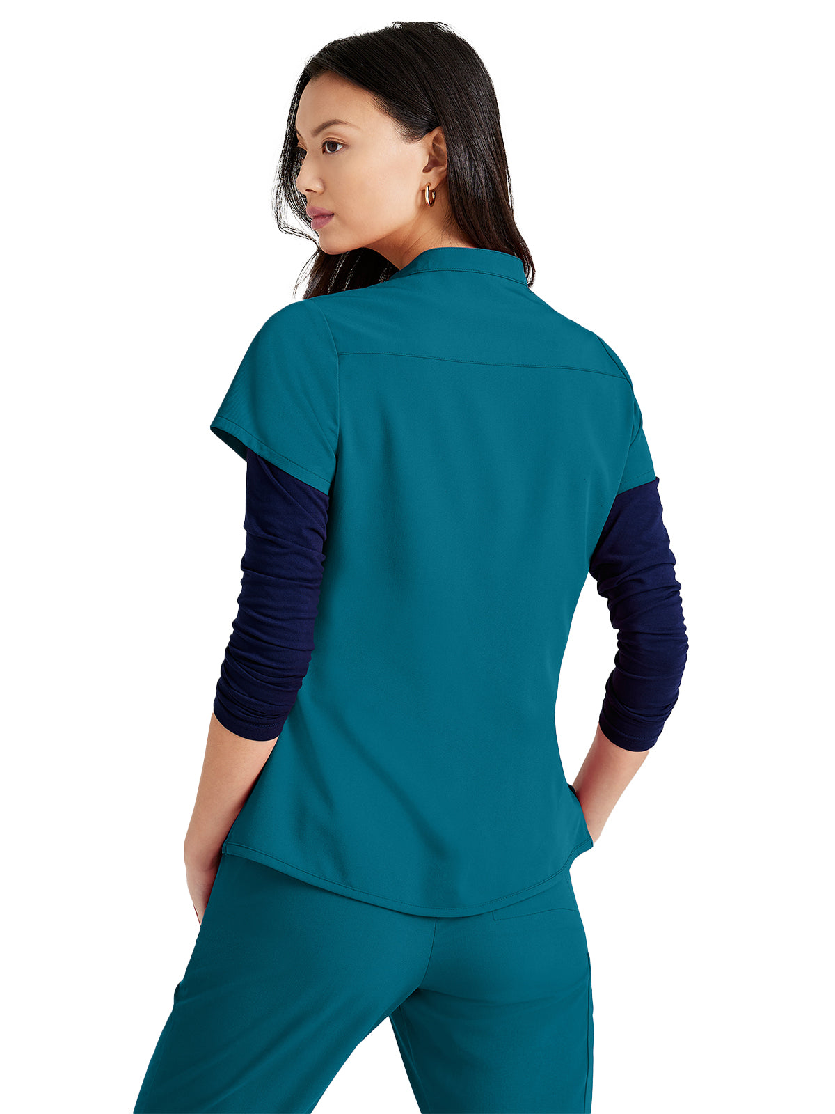 Women's Henley Style Scrub Top