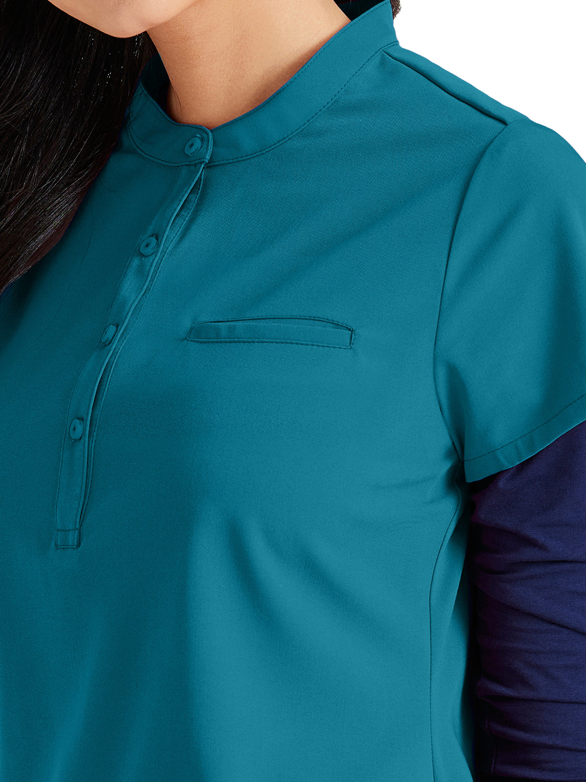 Women's Henley Style Scrub Top