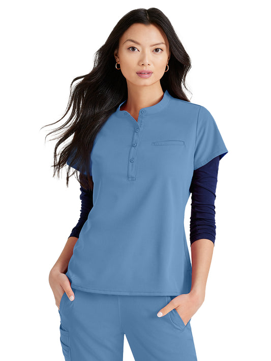 Women's Henley Style Scrub Top