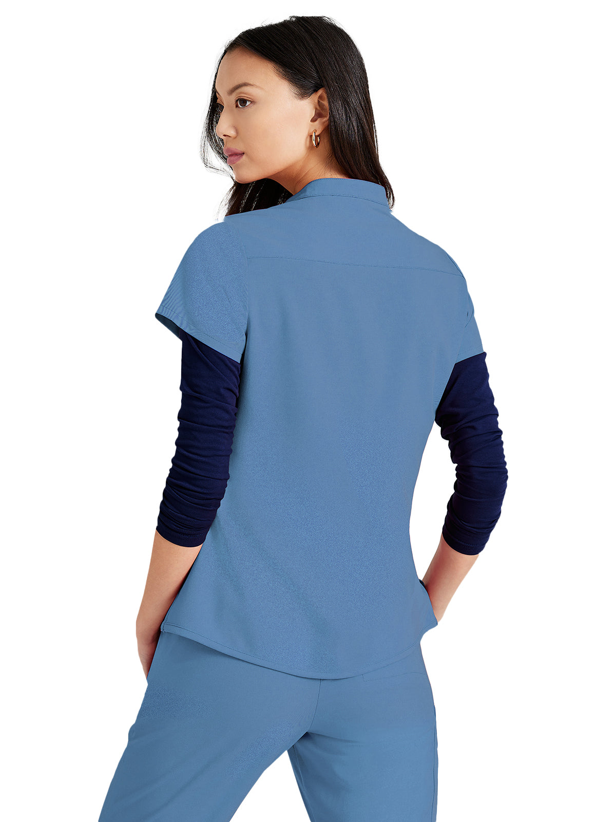 Women's Henley Style Scrub Top