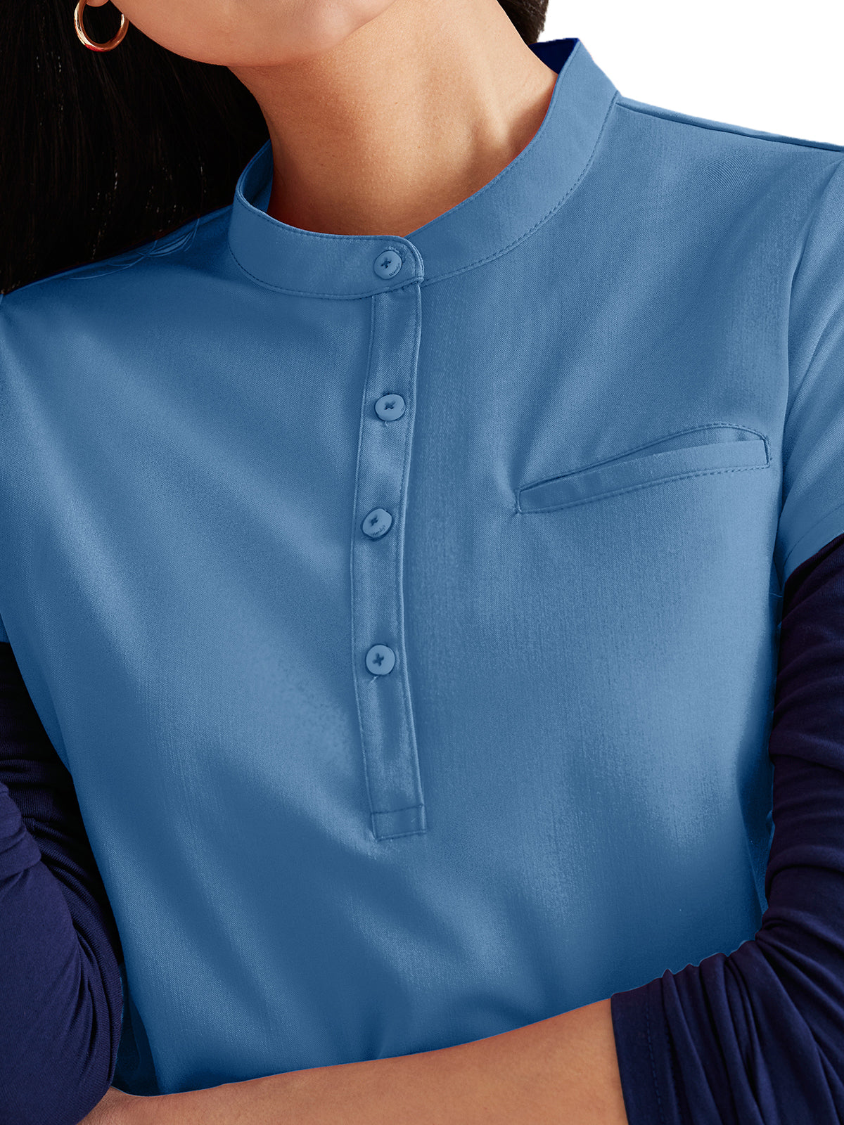 Women's Henley Style Scrub Top