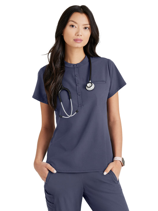 Women's Henley Style Scrub Top