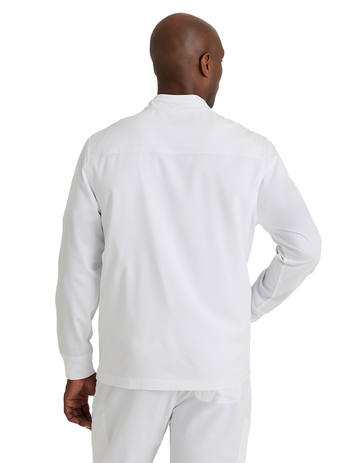 Men's Rib Trimmed Mock Neck Scrub Jacket