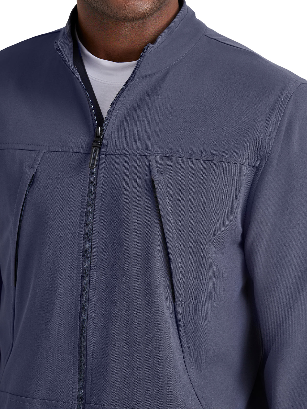 Men's Rib Trimmed Mock Neck Scrub Jacket