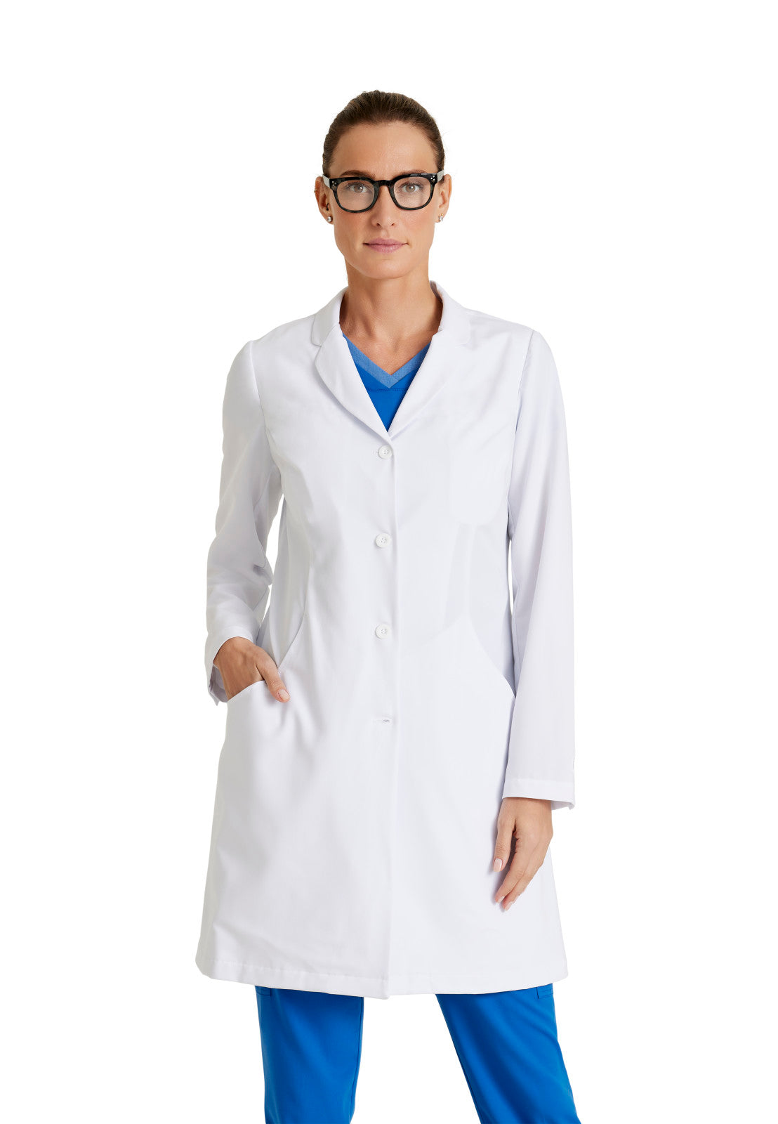 Women's Four-Pocket 35" Mid-Length Penelope Lab Coat - GNC960 - White