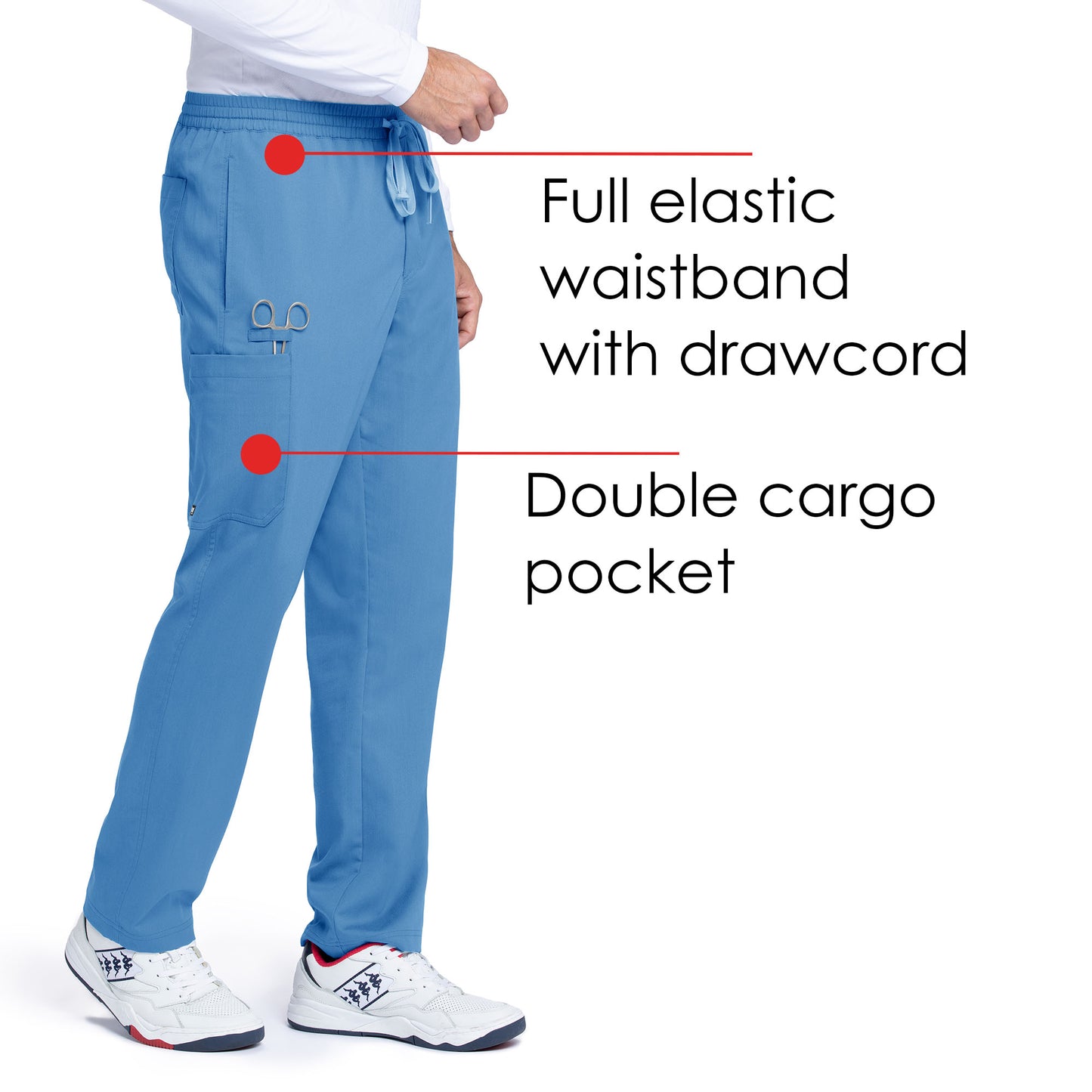 Men's Elastic Waistband With Contrast Drawcord Evan Scrub Pant