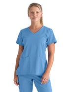 Women's Three-Pocket V-Neck Serena Scrub Top - GRST045 - Ciel Blue