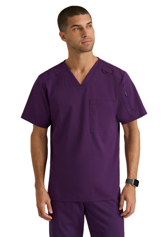Men's Two-Pocket V-Neck Murphy Scrub Top - GRST079 - Eggplant
