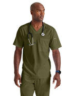 Men's Two-Pocket V-Neck Murphy Scrub Top - GRST079 - Olive