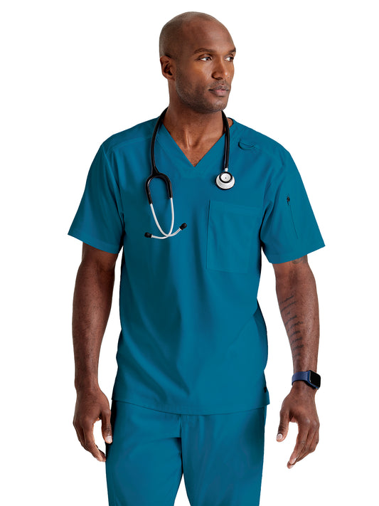 Men's Two-Pocket V-Neck Murphy Scrub Top - GRST079 - Bahama