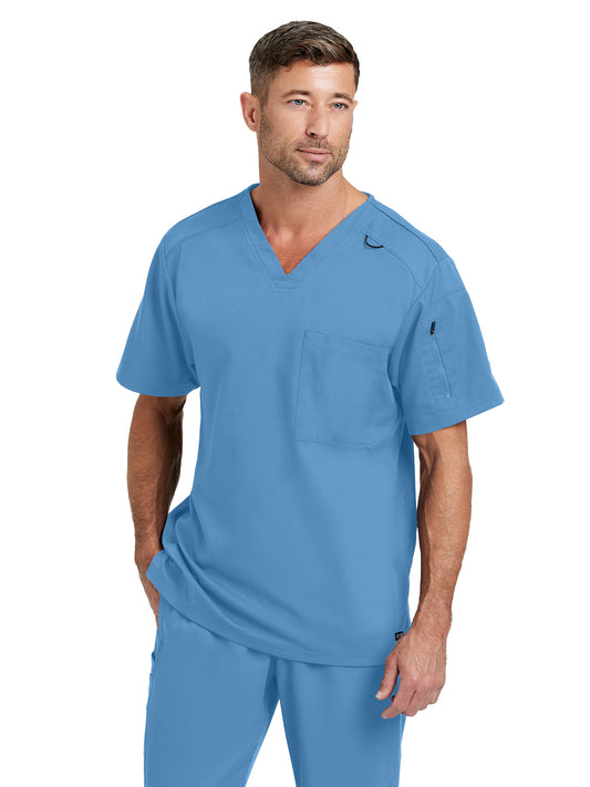 Men's Two-Pocket V-Neck Murphy Scrub Top - GRST079 - Ciel Blue