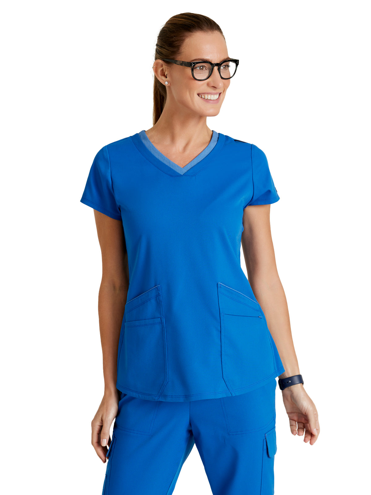 Women's Meredith 4-Pocket Two-Tone V-Neck Top