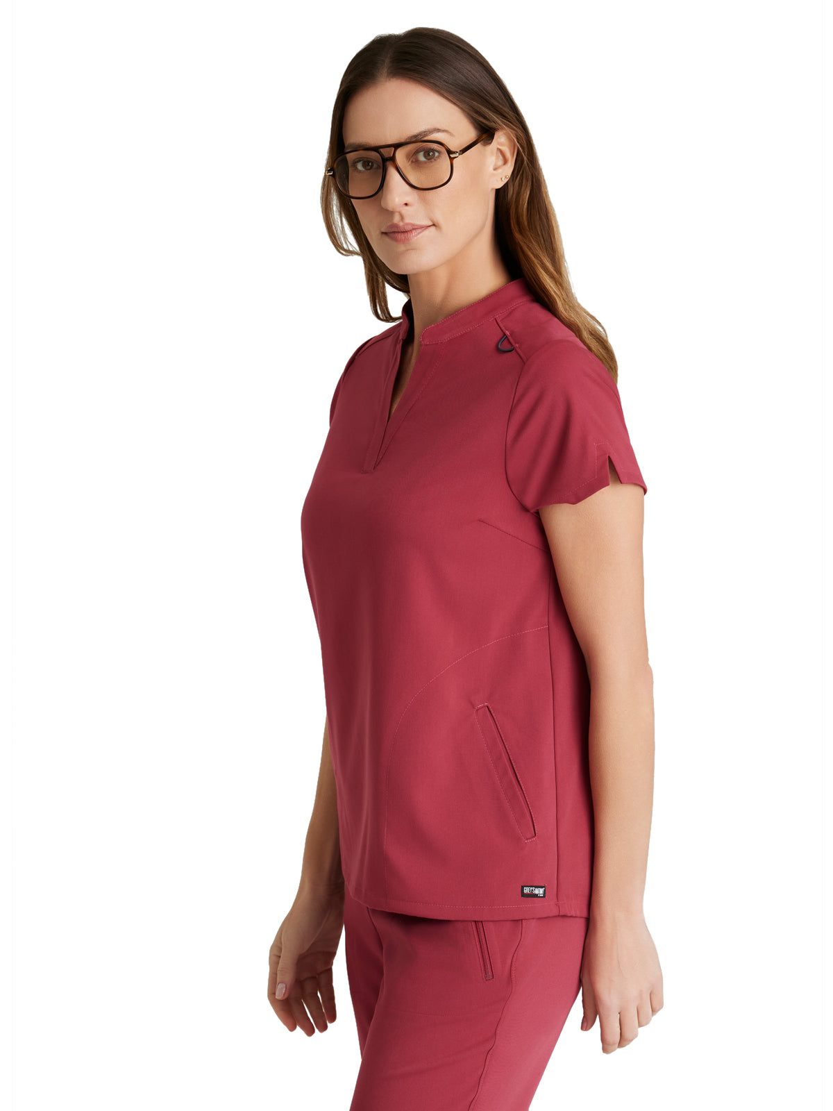 Women's 2 Pocket Banded Collar Avery Scrub Top