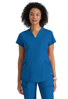 Women's Two-Pocket V-Neck Define Scrub Top - GRST249 - New Royal