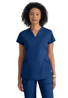 Women's Two-Pocket V-Neck Define Scrub Top - GRST249 - Indigo (Navy)