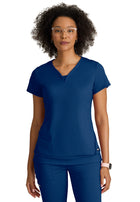 Women's Two-Pocket V-Neck Motivate Scrub Top - GRST250 - Indigo (Navy)