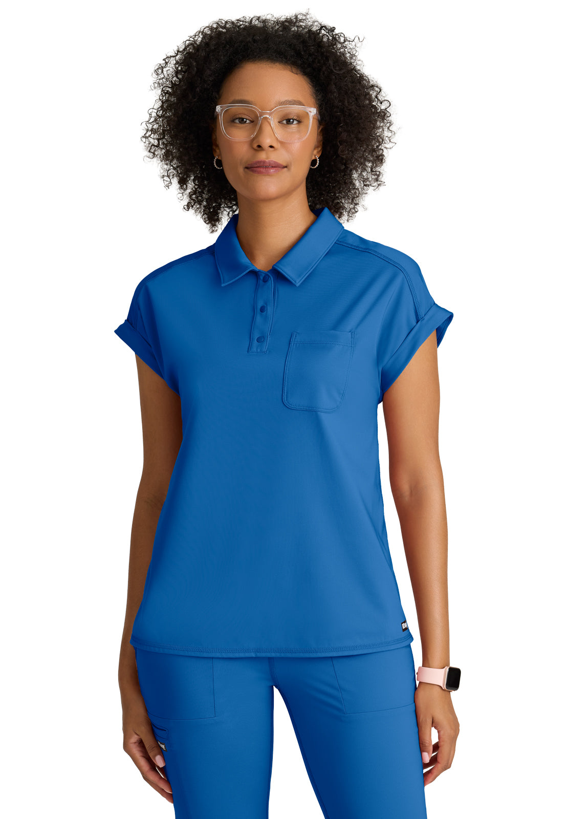 One Pocket Polo Neck Renew Scrub Top