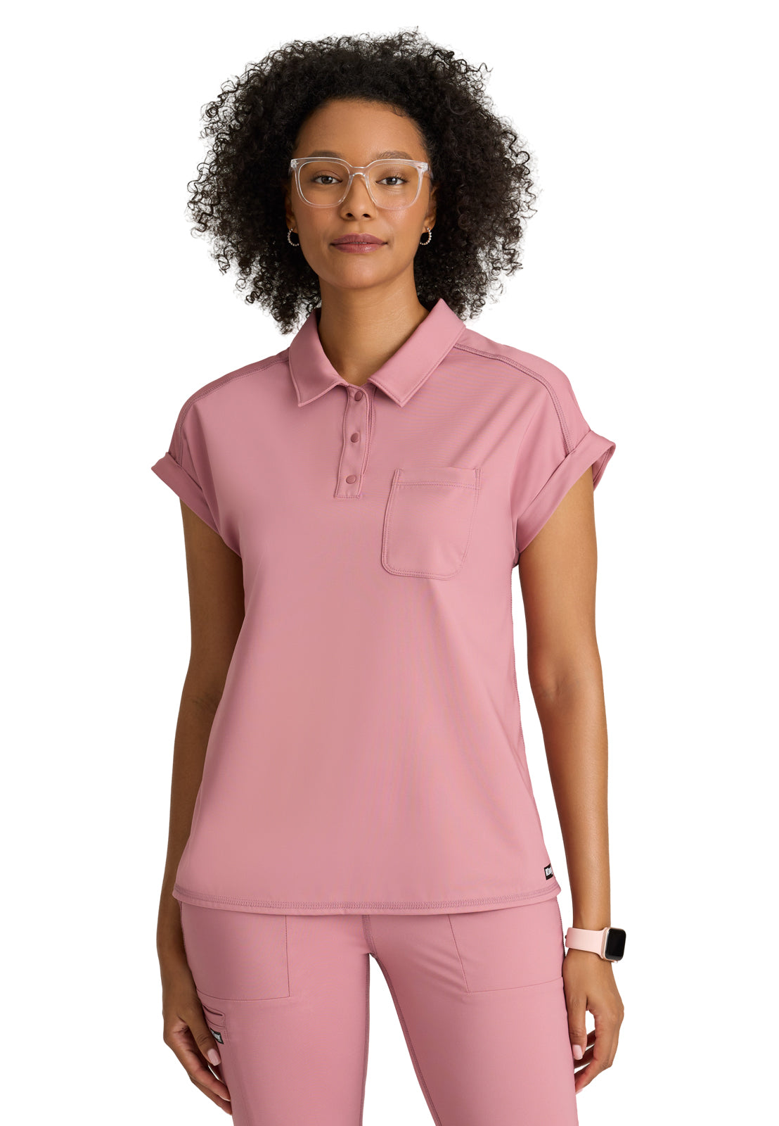 One Pocket Polo Neck Renew Scrub Top