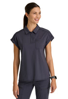 Women's One-Pocket Snap Placket Renew Scrub Top - GRST254 - Steel
