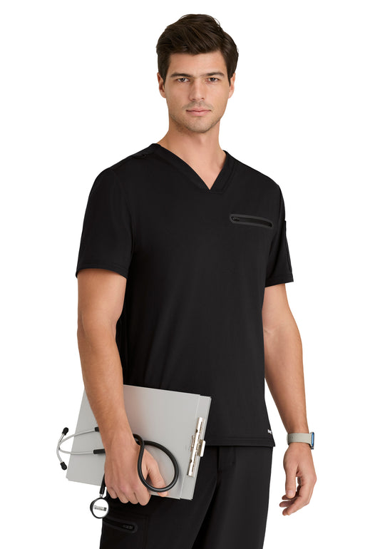 Men's Two-Pocket V-Neck Clarity Scrub Top - GRST275 - Black