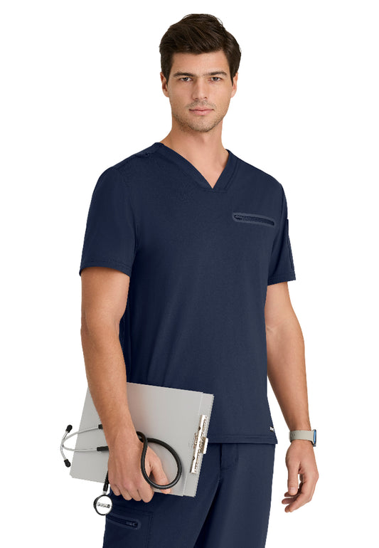 Men's Two-Pocket V-Neck Clarity Scrub Top - GRST275 - Indigo (Navy)
