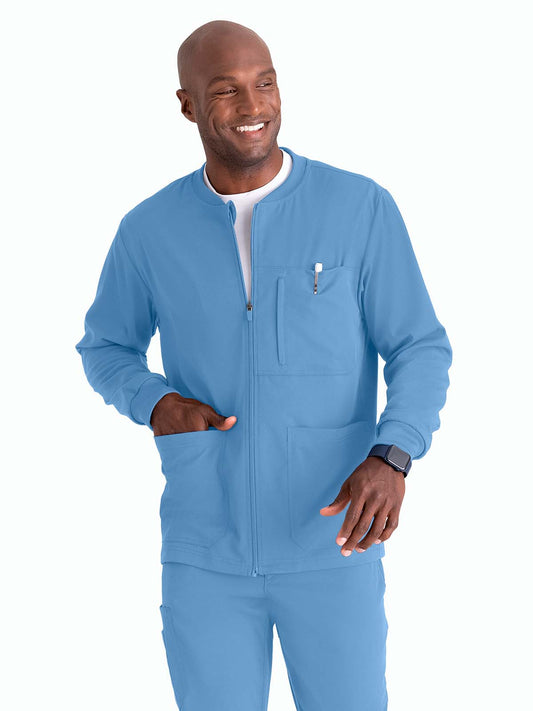 Men's Five-Pocket React Warm-Up Scrub Jacket - GRSW871 - Ciel Blue