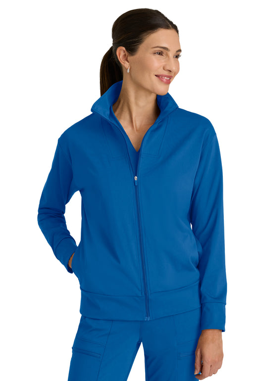 Four Pocket Zip Front Collar Ease Warm-Up Scrub Jacket