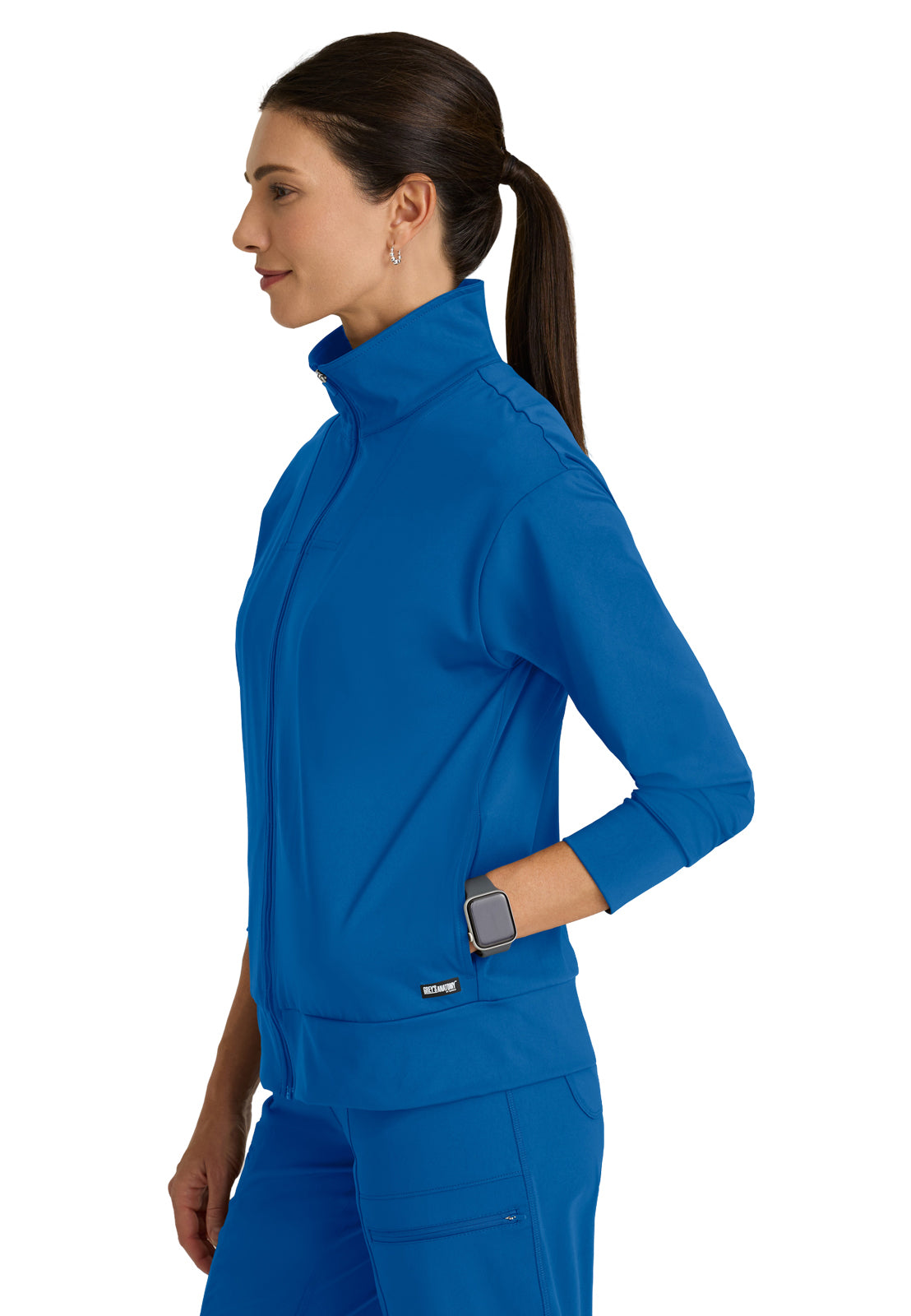 Four Pocket Zip Front Collar Ease Warm-Up Scrub Jacket