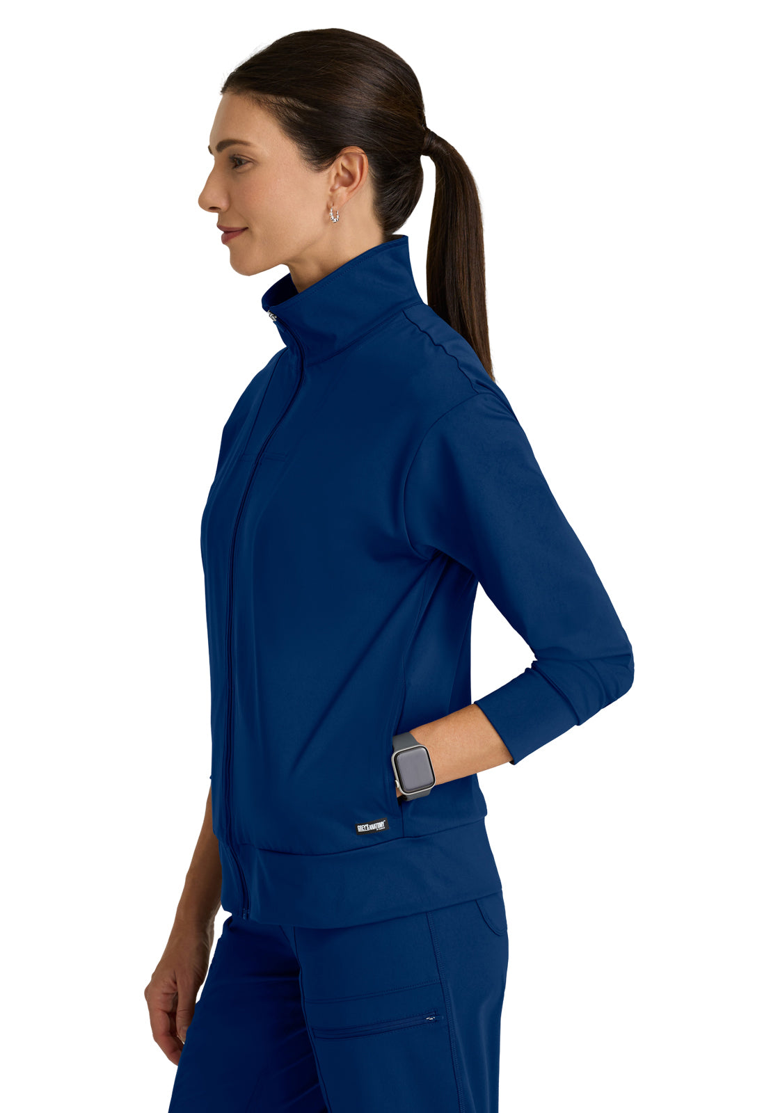 Four Pocket Zip Front Collar Ease Warm-Up Scrub Jacket