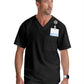Men's Two-Pocket V-Neck Evan Scrub Top - GRT091 - Black