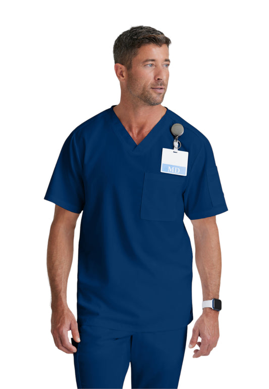 Men's Two-Pocket V-Neck Evan Scrub Top - GRT091 - Indigo (Navy)