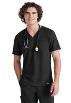 Men's One-Pocket V-Neck Journey Scrub Top - GSST179 - Black