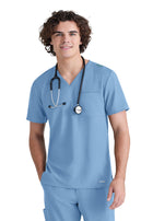 Men's One-Pocket V-Neck Journey Scrub Top - GSST179 - Ciel Blue