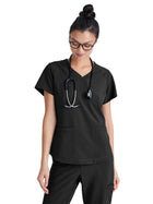 Women's Two-Pocket V-Neck Rhythm Scrub Top - GSST180 - Black