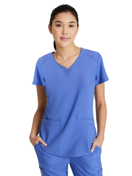 Women's Two-Pocket Piped V-Neck Rhythm Scrub Top