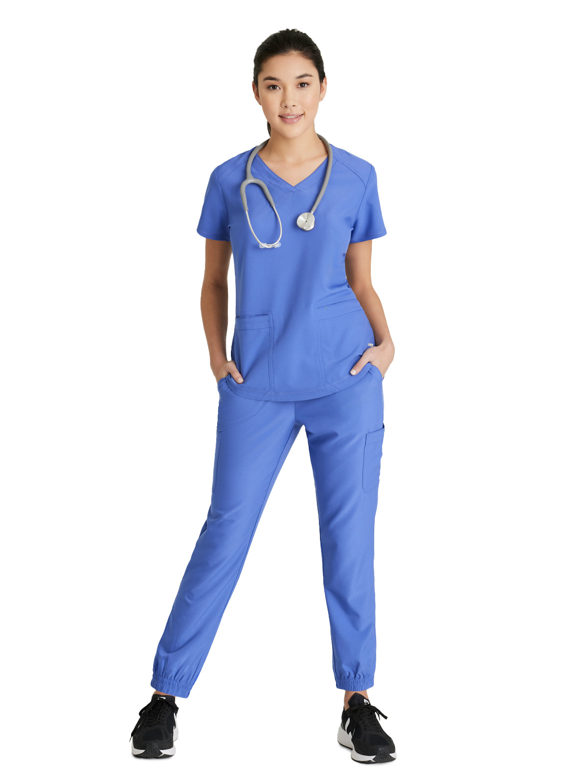 Women's Two-Pocket Piped V-Neck Rhythm Scrub Top