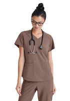 Women's Two-Pocket V-Neck Rhythm Scrub Top - GSST180 - Driftwood