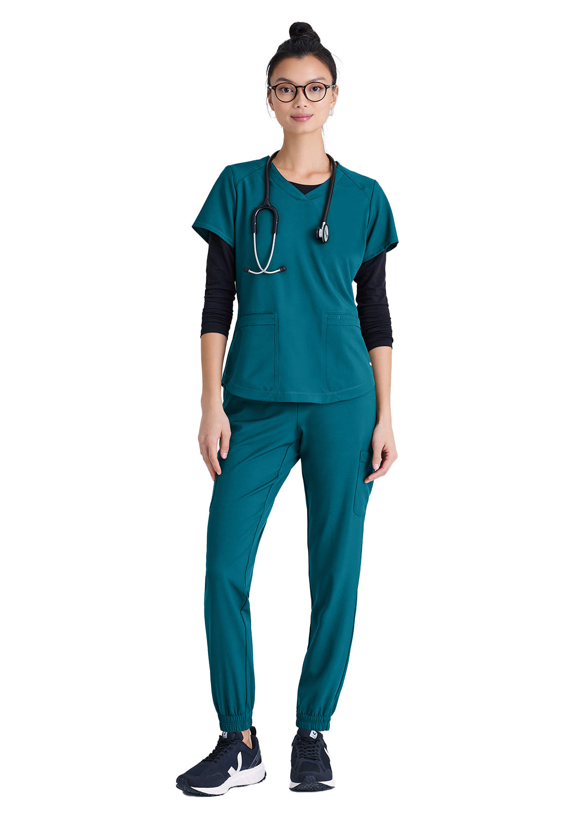 Women's Two-Pocket Piped V-Neck Rhythm Scrub Top