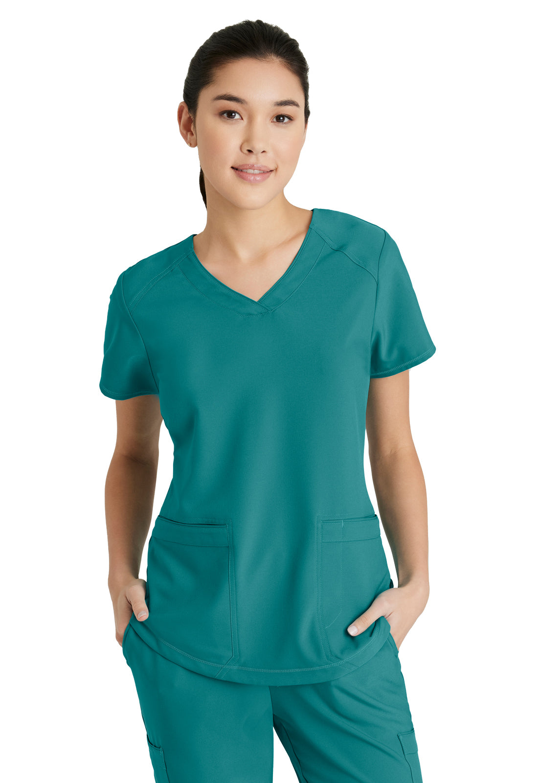 Women's Two-Pocket V-Neck Rhythm Scrub Top - GSST180 - Teal