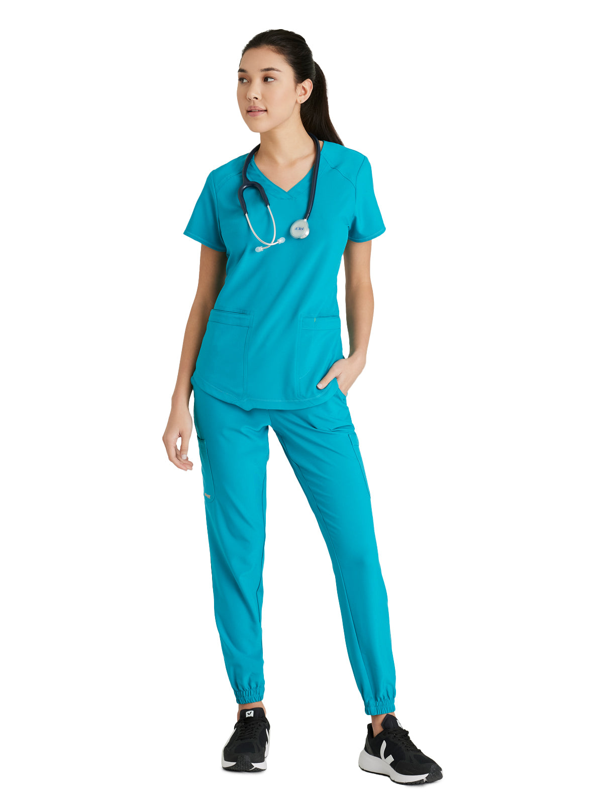 Women's Two-Pocket Piped V-Neck Rhythm Scrub Top