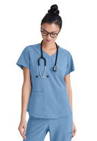 Women's Two-Pocket V-Neck Rhythm Scrub Top - GSST180 - Ciel Blue