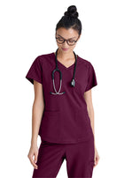 Women's Two-Pocket V-Neck Rhythm Scrub Top - GSST180 - Wine