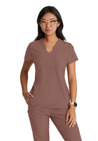 Women's One-Pocket Banded V-Neck Sway Scrub Top - GSST181 - Driftwood