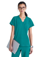 Women's One-Pocket Banded V-Neck Sway Scrub Top - GSST181 - Teal