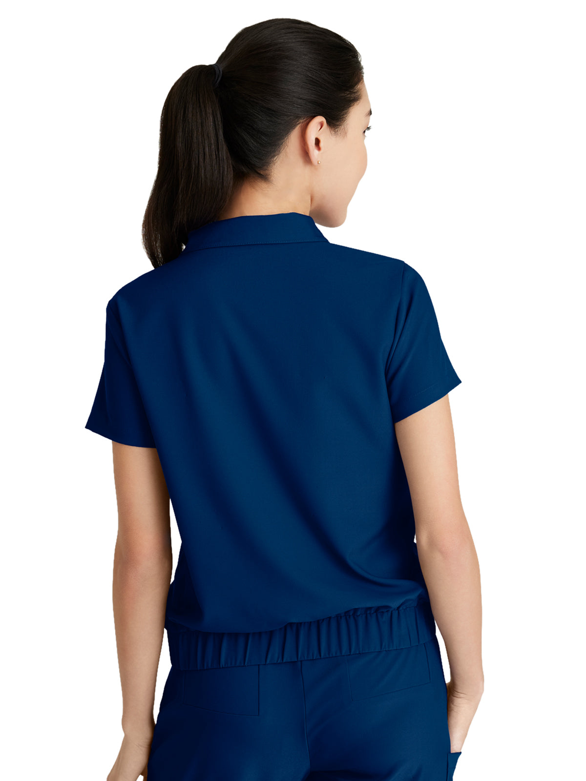 Women's 2 Pocket Zip Neck Banded Waist Perseverance Scrub Top