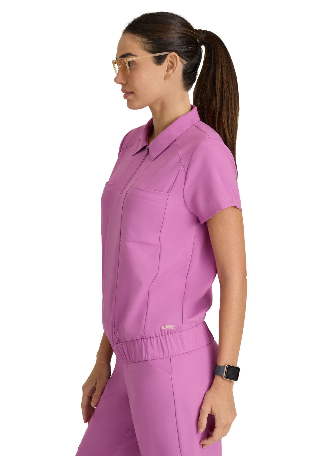 Women's 2 Pocket Zip Neck Banded Waist Perseverance Scrub Top