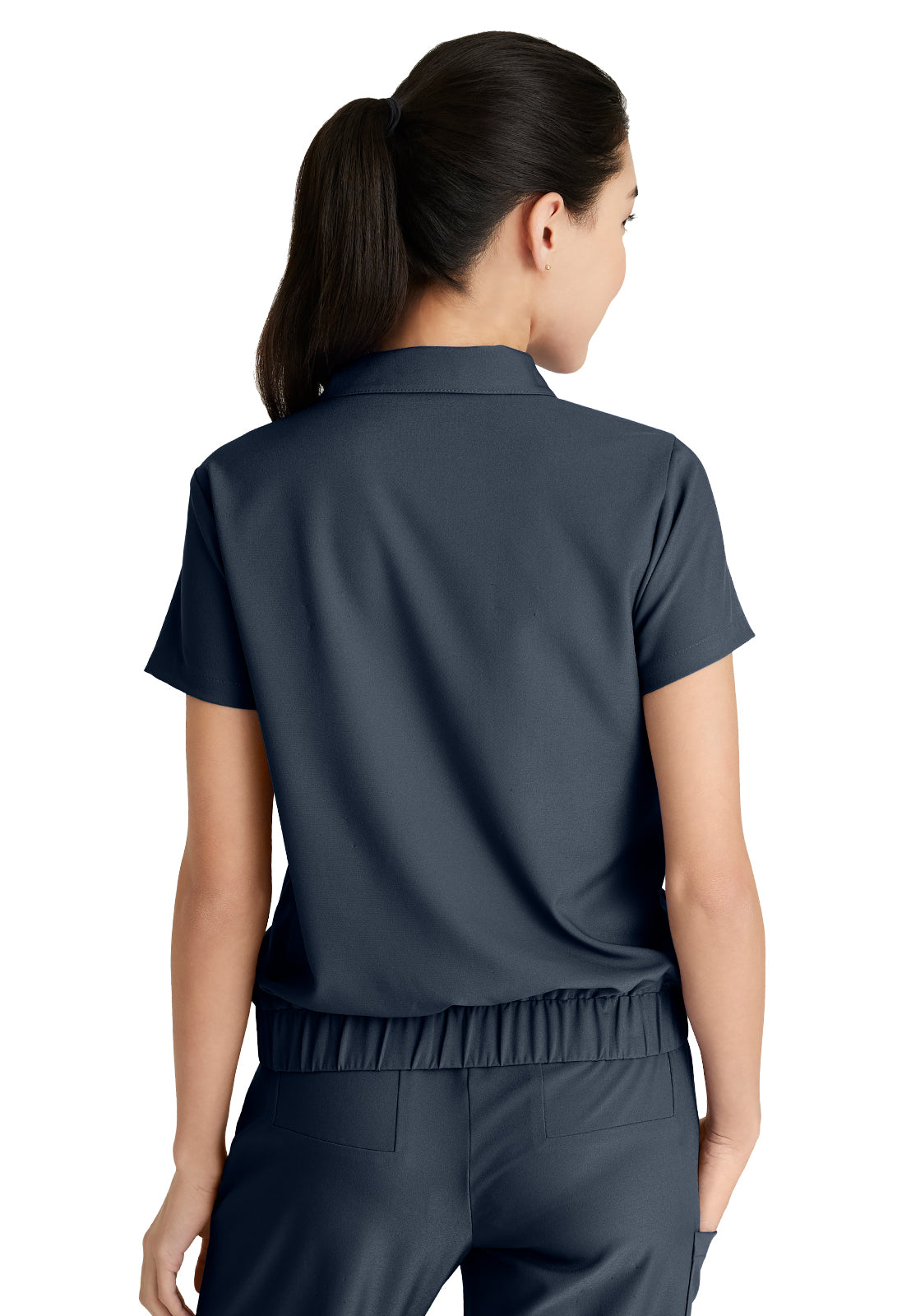 Women's 2 Pocket Zip Neck Banded Waist Perseverance Scrub Top