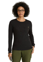 Women's One-Pocket Wanderlust Waffle Knit Top - GSST257 - Black